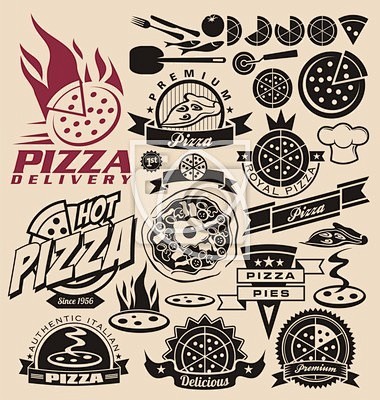 Pizza icons, labels,...