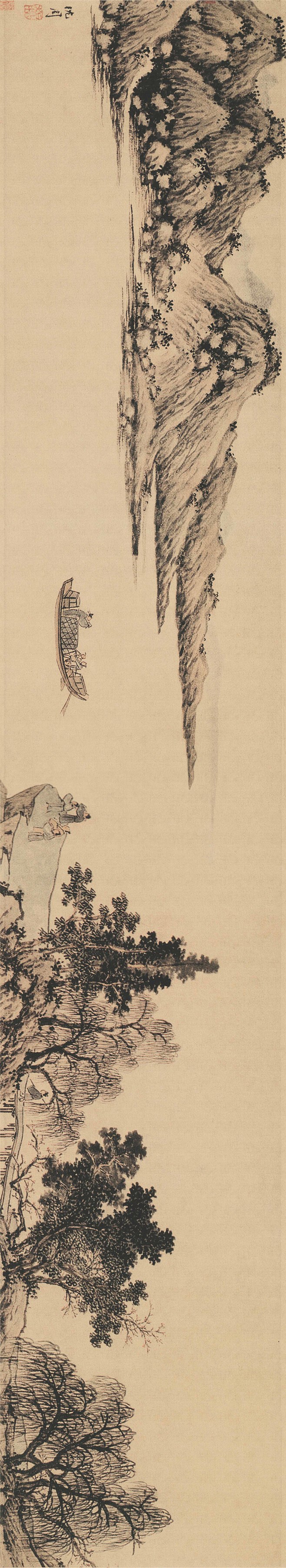 沈周——《京江(今镇江)送别图卷》人物山水卷 画芯竖版 大图欣赏 | 明|沈周(1427～1509)字启南，号石田、白石翁、玉田生、有居竹居 ...
