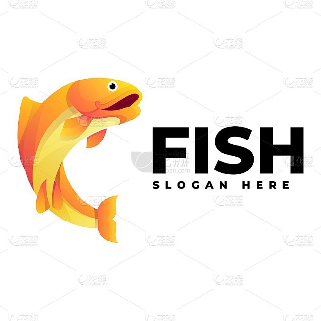 矢量插图鱼梯度彩色风格。
