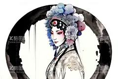 水彩京剧人物  - 源文件下载【酷图网】水彩,国风,京剧人物,淡彩水墨画,工笔画,