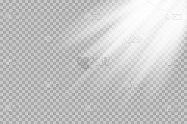 耀眼的太阳眩光光线，镜头光晕矢量插图。阳光发光的png效果。白色光束照射天空背景图片_天空图片图片素材-花瓣网