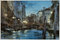 2014年5月9日，【威尼斯之夜】Night in Venice，Watercolour....By Chien Chung Wei，2014，54*38cm