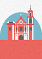 Manila Churches : Playing with shapes, texture and flat colors.