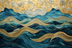 国潮新中式艺术画作河流山川装饰画图片