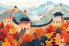 彩绘长城装饰画图片