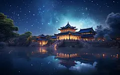 树木人物风景建筑码头素材图片