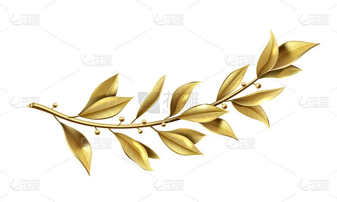 金月桂枝部分胜者花环素材-花瓣网