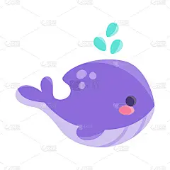 孤立可爱的鲸鱼动物。海洋生物