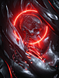 billelis skull skulls octane cinema 4d ILLUSTRATION  gothic neon skeleton metal