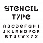 Stencil typeface, black modular round alphabet Free Vector