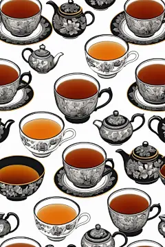 手绘玻璃杯中的茶叶图片插画