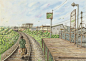 【日本铁道画家松本忠作品】
松本 忠 （まつもと ただし）1973年出生于日本的崎玉县。日本铁道画家。通过旅行，将沿途风景定格在插画中。作品集“铁道油漆插画” 清新自然，展现了日本福岛县沿铁路的美丽景色。获得日本「诗とメルヘン」插画荣誉提名奖。