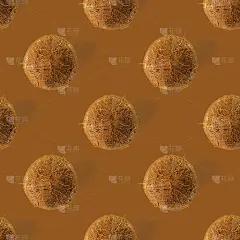 椰子无缝模式。热带抽象背景与孤立的椰子在棕色背景。平的。