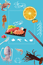 蓝色海鲜店海鲜美食宣传海报背景 蓝色模板 背景 设计图片 免费下载 页面网页 平面电商 创意素材