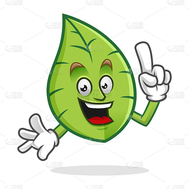 智能叶吉祥物，叶人物，矢量叶卡通素材-花瓣网
