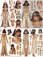 character sheet, egypt, cleopatra,jewelry details,knolling layout, highly detailed, depth, manyparts    ar 34 niji 5 style expressiv