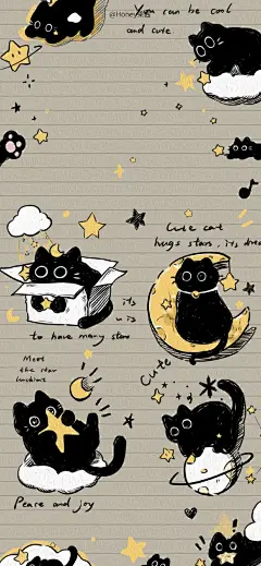 大眼萌小黑猫手机壁纸【原创】 - 小红书