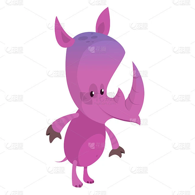 Cute cartoon rhino character illustration图片_其他图片图片素材-花瓣网