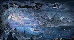 《镜花水月》 | 含绘画过程_昏晓__插画师作品_涂鸦王国gracg.com