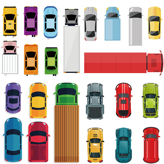 A0454汽车俯视图卡通游戏动画赛车货车...