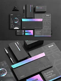 黑色酷炫企业商务办公文具信封名片品牌VI展示ps样机贴图素材 225-淘宝网