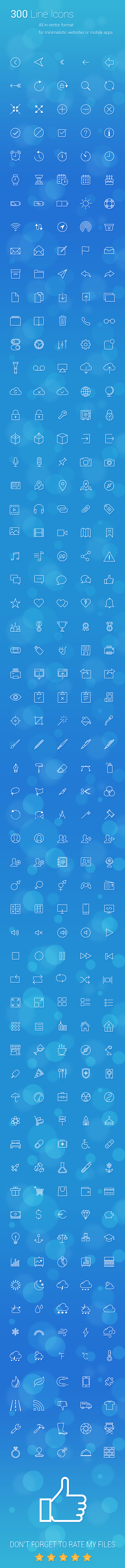 300 Line Icons on Be...