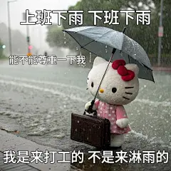HelloKitty｜打工人下雨天上班表情包 - 小红书