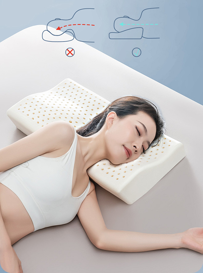泰国乳胶枕头颈椎枕学生护颈椎单人睡觉助睡...