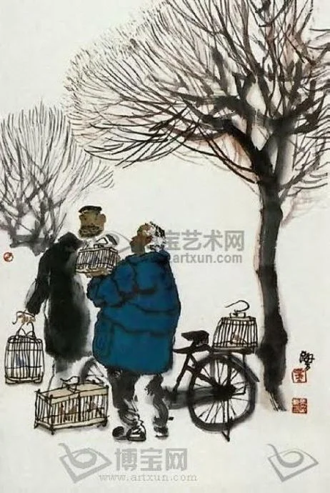 [转载]马海方--老北京百姓风情水墨画欣赏-花瓣网