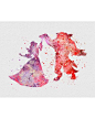 Beauty and the Beast Belle Watercolor Art - VIVIDEDITIONS: 