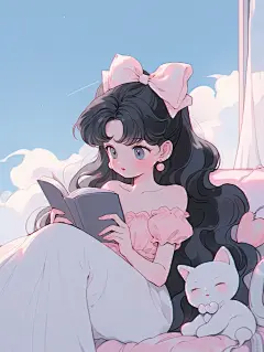 女生读书头像粉色系 美少女战士