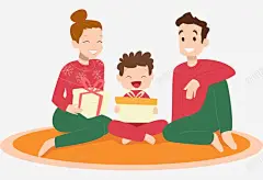 手绘可爱人物插画一家人坐在地垫 免费下载 页面网页 平面电商 创意素材
