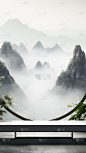 通用电商传统中国风中式自然山树场景背景