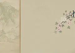 工笔画展板背景设计素材海报
