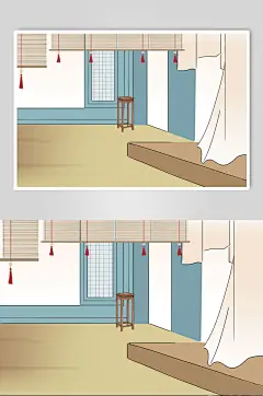 古风古代私塾教学学堂插画背景图