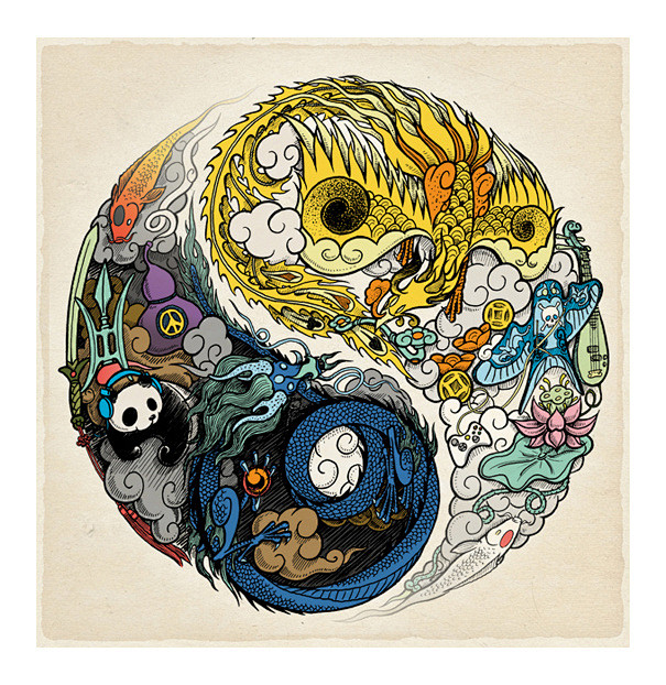 qq头像太极凤凰熊猫龙