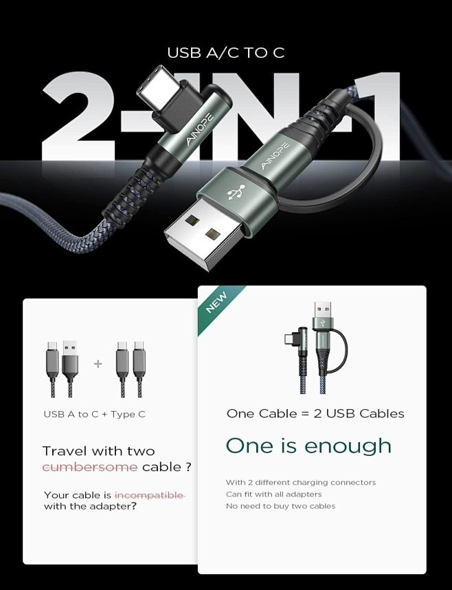 Amazon ainope usb c cable type c charger fast charging 6 6ft 2pack