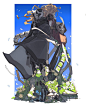 black black_cape black_eyes black_hair blonde_hair bone boots cape closed_mouth flower gloves grin hair headwear_removed helmet helmet_removed highres lyza made_in_abyss moss multicolored_hair multiple_girls ozen pants short_hair sitting skeleton smile tw