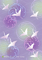 紫色白鹤底纹花纹