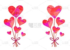 心形水彩画气球。情人节快乐。手绘插图庆祝，贺卡。