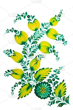 Petrykivka风格的传统乌克兰民间绘画。手绘Petrikovka