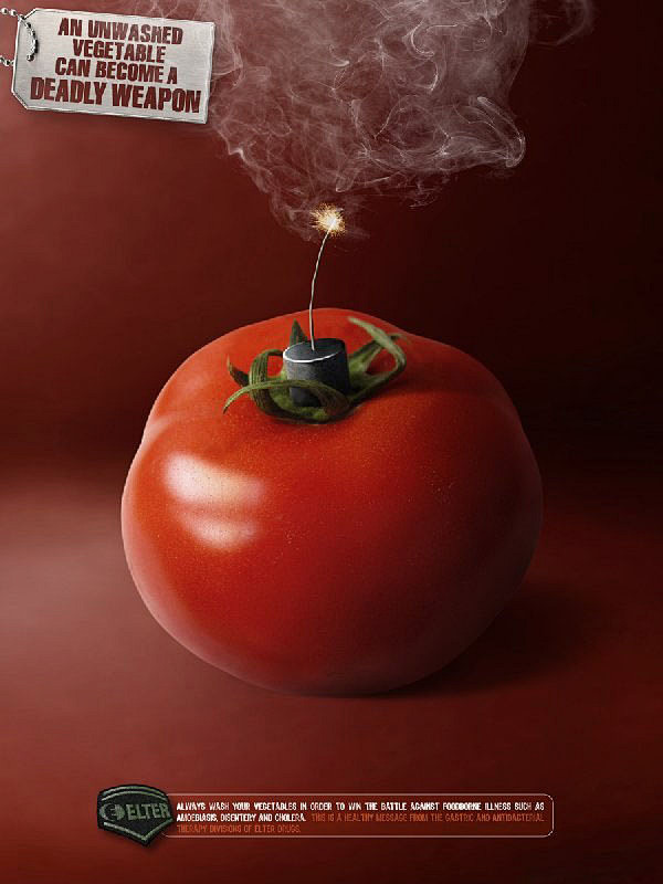 不干净的西红柿完全可以变成杀人的武器