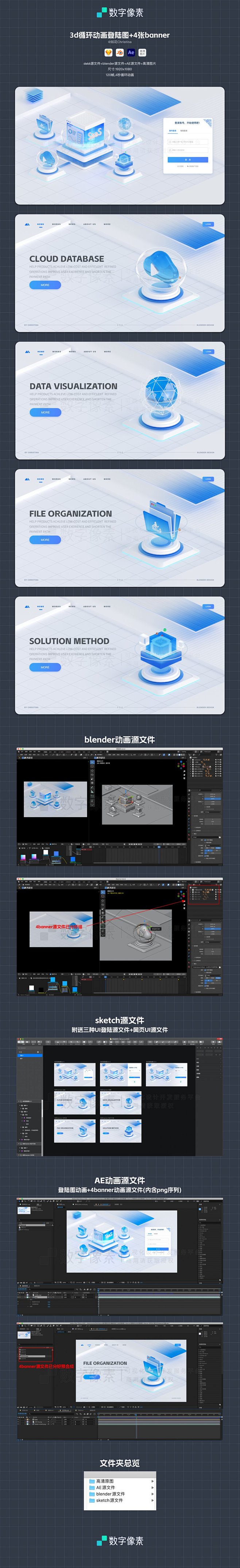 B端3D循环动画登录页+4张banner