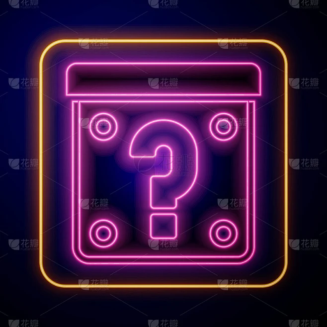 神秘盒或随机战利品盒将游戏图标孤立在黑色背景上。问号。未知的惊喜盒。向量素材-花瓣网