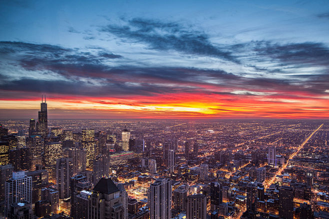 Sunset in Chicago by...
