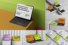 10款现代时尚IPad Pre苹果平板电脑屏幕壁纸ui设计作品贴图psd样机素材模板素材