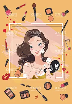 美妆灯箱  - 源文件下载【酷图网】美妆,美女,粉饼,百货店,小商品,粉底液,指甲油,化妆刷,卡通,动漫,漫画,化妆海报,灯箱,化妆品,保养品,口红,唇釉,化妆品矢量图
