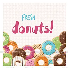 手绘卡通甜甜圈图案矢量AI烘焙甜品点心下午茶甜甜圈图案设计素材-淘宝网