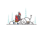 Christmas Illustration. Santa making snowman