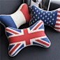 英伦复古 英国法国美国德国大众国旗 棉麻汽车用骨头枕记忆棉头枕